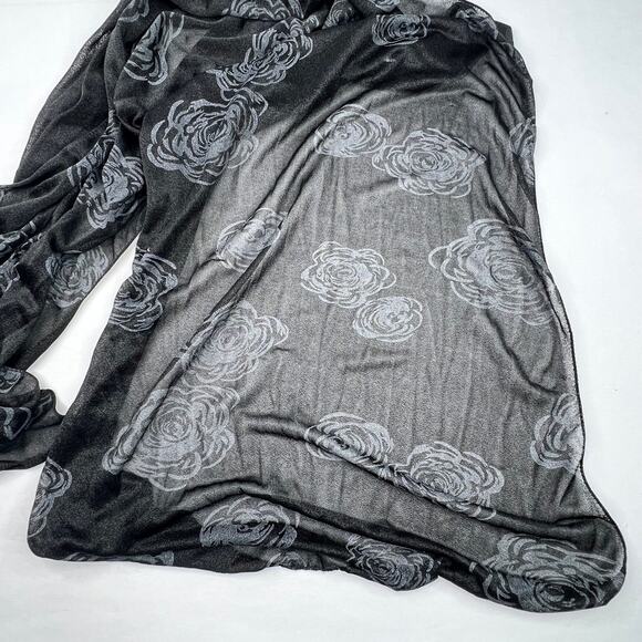 Vintage Sheer Black Rose Print Scarf - Picture 3 of 4
